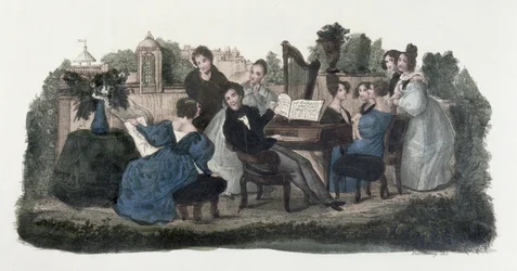 Muzikale bijeenkomst in een tuin, c.1830